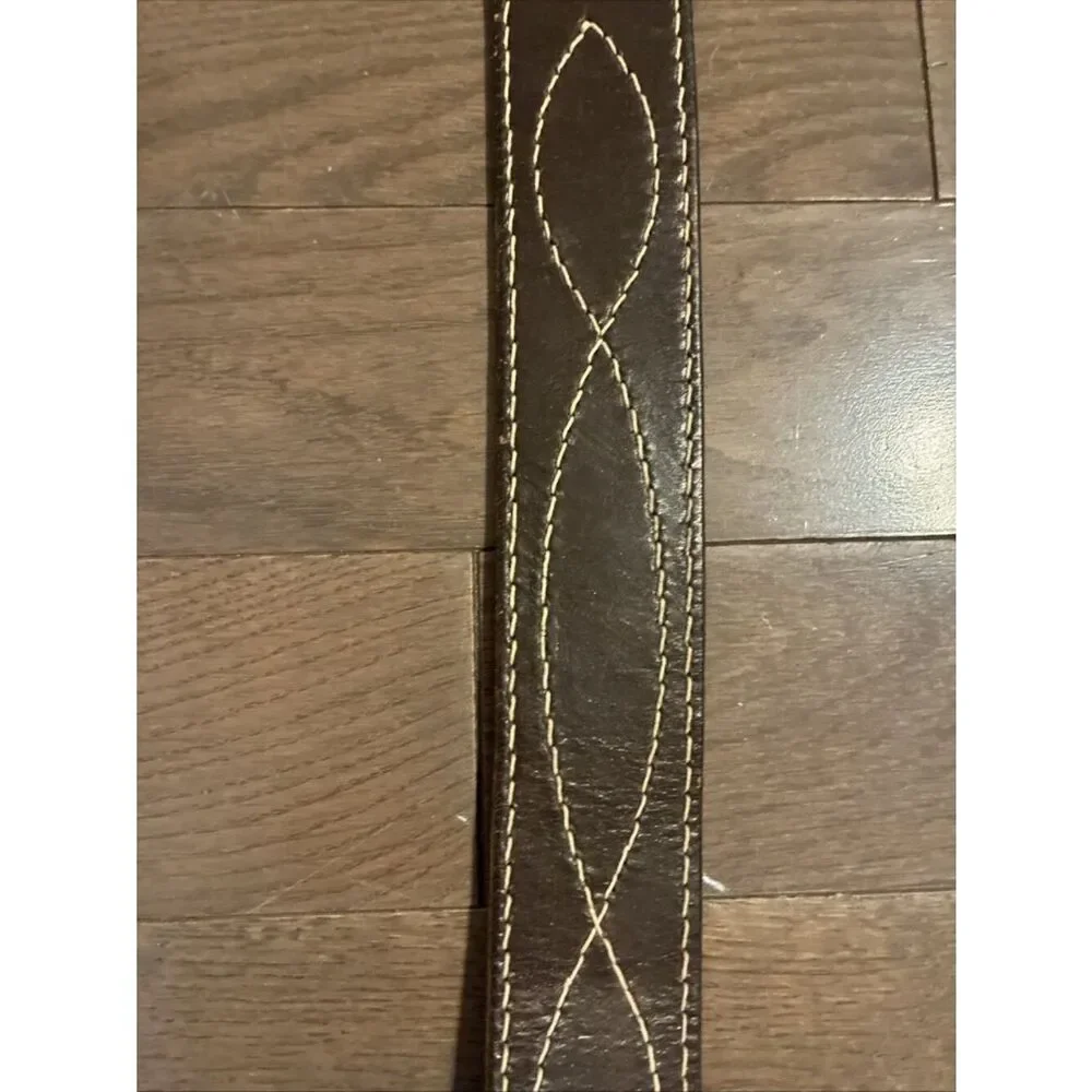 Unisex Vintage Brown Western Leather Belt 45 In Long